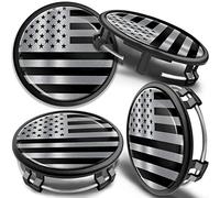 SkinoEu 4 x 75mm Tapas de Rueda de Centro Centrales Llantas Aluminio Compatibles con Tapacubos Mercedes Benz B66470207 / B66470200 Bandera de EE.UU US Plata CM 16