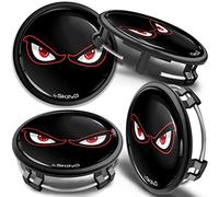 SkinoEu 4 x 75mm Tapas de Rueda de Centro Centrales Llantas Aluminio Compatibles con Tapacubos Mercedes Benz B66470207 / B66470200 Negro No Fear Ojos CM 7