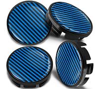 SkinoEu Juego de 4 Tapacubos Centrales de Ruedas de 65 mm Compatible con VW 3B7 601 171 / 6U7 601 171 Negro Azul Carbón CV 14