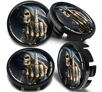 SkinoEu Juego de 4 Tapacubos Centrales de Ruedas de 65 mm Compatible con VW 3B7 601 171 / 6U7 601 171 Negro Cráneo CV 25