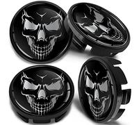 SkinoEu Juego de 4 Tapacubos Centrales de Ruedas de 65 mm Compatible con VW 3B7 601 171 / 6U7 601 171 Cráneo Negro CV 48