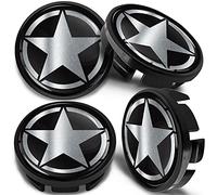 SkinoEu Juego de 4 Tapacubos Centrales de Ruedas de 65 mm Compatible con VW 3B7 601 171 / 6U7 601 171 Silver Star Estrella Plata CV 43