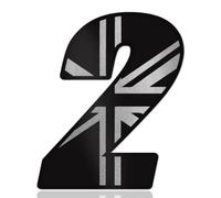 SkinoEu Número de carrera Coche Moto Vinilo Adhesivo Bandera del Reino Unido Negro Plata Motocicleta Motocross Deportes de motor Carreras Tuning 2 N 332