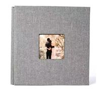 SKINPA Álbumes de Fotos, Álbumes de fotografía, Álbum de Fotos de Lino, Regalo de cumpleaños, Fotos de Boda, Álbum de Recortes de Fotos de bebé, Manualidades de Papel, Álbumes Adhesivos(Gray,18in)