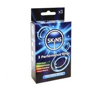 Skins Sexual Health Anillo para el pene, anillo para el pene de rendimiento transparente, paquete de 3 juguetes sexuales para hombres (Transparente, Un paquete)