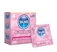 Skins Sexual Health Condones con sabor a chicle. Sin olor a látex y lubricación adicional para máxima comodidad y placer. Sensación delgada y segura (Incoloro, 4 Unidades (Paquete de 1))