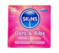 Skins Sexual Health Condones Dots & Ribs (Puntos y Costillas, 16 Unidades (Paquete de 1))