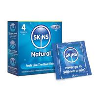 Skins Sexual Health Condones naturales ultratransparentes Sin olor a látex y lubricación adicional para mayor comodidad y placer, sensación delgada y seguridad (Natural, 4 Unidades (Paquete de 1))