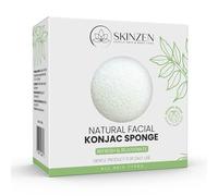 Skinzen, Konjac - Esponja facial, suave lavado diario y exfoliación para todo tipo de piel, producto de receta original natural, sin aditivos, color blanco, 1 esponja