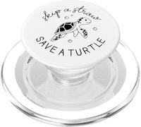 Skip A Straw Save A Turtle Shirt Save The Turtles PopSockets PopGrip para MagSafe