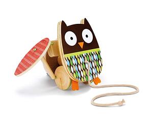 Skip Hop 184102 Treetop Friends - Carrito de madera con cuerda, diseño de búho