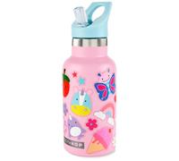 Skip Hop Botella de acero inoxidable para niños con calcomanías, pajita, 364.3 g, color rosa