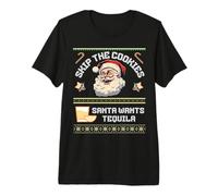 Skip The Cookies Santa Wants Tequila Suéter Feo Divertido Camiseta Premium