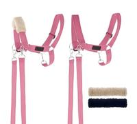 SKIPPI Cabestro para Hobby Horse - Rosa, Hobby Horse Accesorios, Halter, Riendas y 2 Protectores de Forro Polar, Talla única