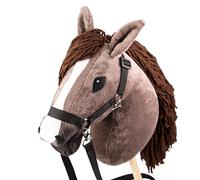 SKIPPI Hobby Horse Alazán, Gran Caballo de Palo con Halter y Riendas en el Set, A3 Caballo Marrón, Hobby Horsing, Regalo para una Niña, para un Niño