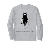 Skipping My Problems Like Funny Black Cat Meme Manga Larga