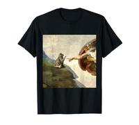 Skippity Paps Gato y Miguel Ángel Creación de Adán Parodia Camiseta