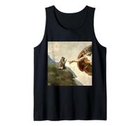 Skippity Paps Gato y Miguel Ángel Creación de Adán Parodia Camiseta sin Mangas