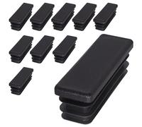 SKIR'CO 10 tapones rectangulares de plástico de 20 x 60 mm, tapas de tubo mate, insertos de tubo rectangulares, tapones para postes de valla, color negro RAL 9005