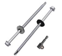 SKIR'CO (100 uds.) Tornillos para techos galvanizados 5,5 x 105 mm cabeza hexagonal tornillos autoperforantes DIN 7504-K con arandelas de sellado EPDM