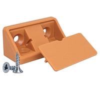SKIR'CO (20 piezas) soportes de estante marrón claro de 44 x 20 x 20 mm, soporte de esquina de muebles de 90 grados, junta de ángulo recto de plástico, tornillos incluidos (20, marrón claro)
