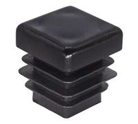 SKIR'CO 20 tapones cuadrados de plástico de 16 x 16 mm, tapas de tubo mate, insertos de tubo cuadrados, tapones para postes de valla, color negro RAL 9005