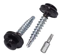SKIR'CO 25 piezas Tornillos para techos 4,8 x 35 mm Tornillos autoperforantes pintados con arandelas EPDM cabeza Torx (Negro Azabache RAL 9005)