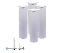 SKIR'CO 4 patas blancas ajustables en altura para muebles, altura 15 cm, diámetro 40 mm, patas redondas de aluminio, tornillos incluidos