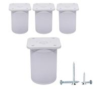 SKIR'CO 4 patas blancas ajustables en altura para muebles, altura 6 cm, diámetro 4 cm, patas redondas de aluminio, tornillos incluidos