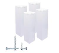 SKIR'CO 4 patas de muebles blancas ajustables en altura, altura 15 cm, perfil cuadrado 40 x 40 mm, patas de aluminio para muebles, tornillos incluidos