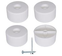SKIR'CO 4 patas redondas de plástico blanco para muebles, 50 mm de diámetro, altura 25 mm, patas de plástico para muebles, tornillos incluidos