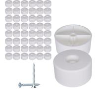 SKIR'CO 50 patas redondas de plástico blanco para muebles, 50 mm de diámetro, altura 25 mm, patas de plástico para muebles, tornillos incluidos