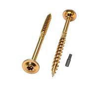 SKIR'CO (50 uds.) Tornillos para madera de acero cincado de 6,0 x 80 mm, color amarillo, tipo 17, cabeza torx tipo oblea, cabeza ancha