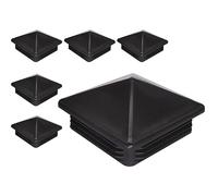 SKIR'CO 6 tapones cuadrados de plástico de 100 x 100 mm, tapas de extremo de tubo, tapones de poste de valla, insertos de tubo cuadrados, color negro RAL 9005
