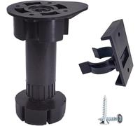 SKIR'CO 8 patas negras de plástico ajustables de 10 cm de altura con clips, patas de muebles de cocina, patas de armario, tornillos incluidos
