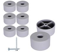 SKIR'CO 8 patas redondas de plástico gris para muebles, 50 mm de diámetro, altura 25 mm, patas de plástico para muebles, tornillos incluidos