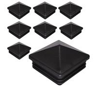 SKIR'CO 8 tapones cuadrados de plástico de 70 x 70 mm, tapas de extremo de tubo, tapones de poste de valla, insertos de tubo cuadrados, color negro RAL 9005