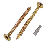 SKIR'CO Lote de 25 tornillos universales de acero chapado en zinc de 6,0 x 80 mm, cabeza avellanada, cabeza torx, tipo 17, tornillos de aglomerado (25, 6,0 x 80 mm)