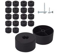 SKIR'CO Paquete de 20 patas de plástico negro para muebles, altura 25 mm, patas redondas Ø 50 mm, tornillos incluidos (20)