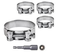 SKIR'CO Paquete de 4 abrazaderas de manguera reforzadas de 68 a 73 mm, acero galvanizado, tubo ajustable y abrazadera de tubo (4 piezas, con broca hexagonal magnética)