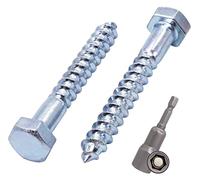 SKIR'CO - Tornillos hexagonales DIN 571 de acero galvanizado, M8 x 60 mm, 35 unidades, tornillos para madera hexagonales, tornillos para extractor de fondo (con punta hexagonal magnética)