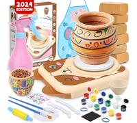 Skirfy Set de alfarería eléctrico para niños - mini torno de cerámica con arcilla - kit infantil para niños y niñas de 6 años - regalo creativo para Navidad, Pascua o cumpleaños