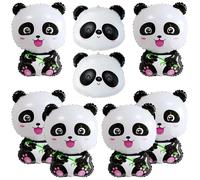 SKIRUP 8 globos de panda para decoración de cumpleaños, globos de papel de aluminio de dibujos animados para zoológico, selva, safari, temática de animales, suministros de decoración de fiesta de