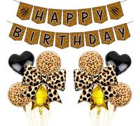 SKIRUP Decoración de cumpleaños con estampado de guepardo dorado, pancarta con estampado de leopardo, globos temáticos de guepardo, safari, selva, suministros para fiestas