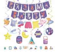 SKIRUP Kit de decoración de fiesta de pijamas, tema de panqueques y pijamas, pancarta con adornos para tartas y remolinos colgantes