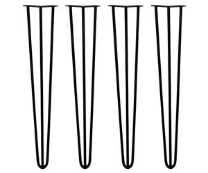 SKISKI LEGS - 4 Patas de Horquilla Metálicas para Mesa Muebles Metal Hairpin Legs 71cm Acero Negro 3 Puntales de Espesor 10mm con Pies Protectores + Paquete de 16 Tornillos de 20mm Gratis