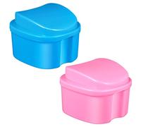 SKISUNO 2 Estuches Portátiles para Dentaduras Postizas y Retenedores, Tamaño Viaje, Material ABS Resistente, Limpieza y Prevención de Pérdidas, para Uso en Bolsa y Viajes