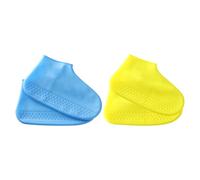 SKISUNO 2 Pares de Cubrezapatos Impermeables de Silicona Flexibles y Antideslizantes para Día Lluvioso y Uso Diario en Amarillo y Azul