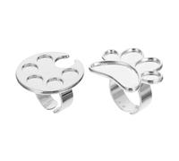 SKISUNO 2 Piezas Anillo Paleta para Mezcla de Esmaltes de Uñas Ajustable Anillo de para Manicura y Mezcla de Colores Herramienta para Pintar y Crear Diseños