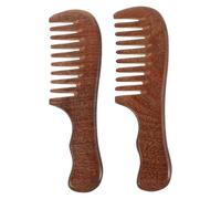 SKISUNO 2 Piezas Peine de Madera de Sándalo con Dientes Anchos Curvos para Masaje del Cabelludo Antielectrostático Desenredante para Cabello Rizado y Grueso para